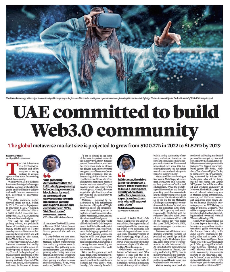 UAE committed to build Web3.0 community – Globally $63.83 billion in 2021 &  $100.27 billion in 2022 to $1.52 trillion by 2029