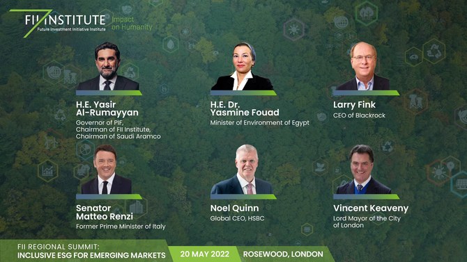 PIF governor and BlackRock’s CEO leads discussions on ESG in emerging markets in FII’s first regional summit